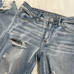 Blue American eagle high rise ripped jeans